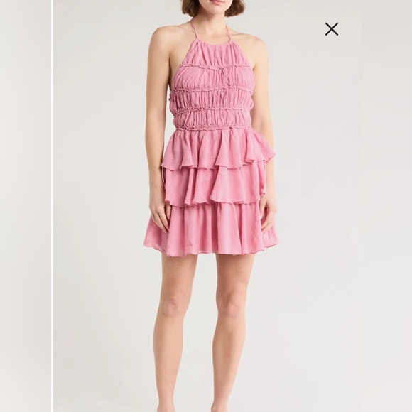 Lush Pink Ruffled Mini Dress - Picture 3 of 7
